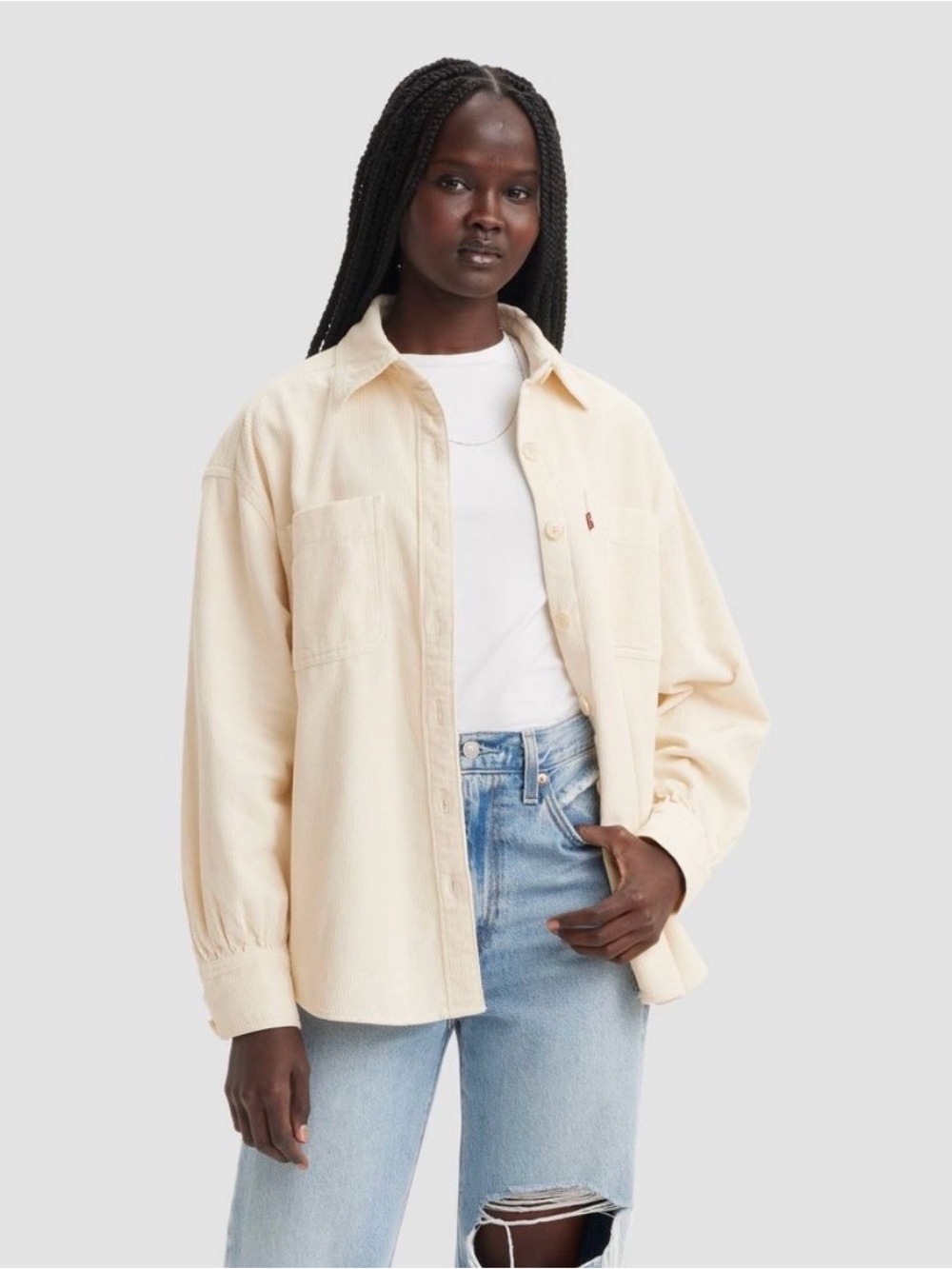 Levi’s Cream Oversized Corduroy Shacket - Women Size Large